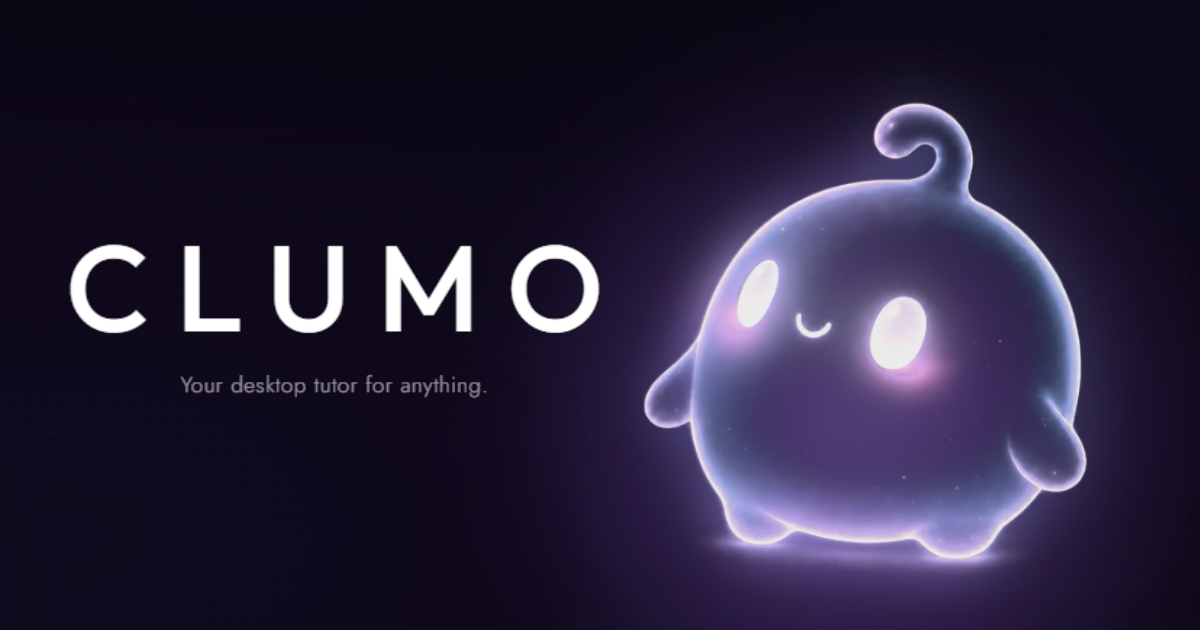 Clumo, a friendly glowing character that acts as a tutor on your Windows desktop